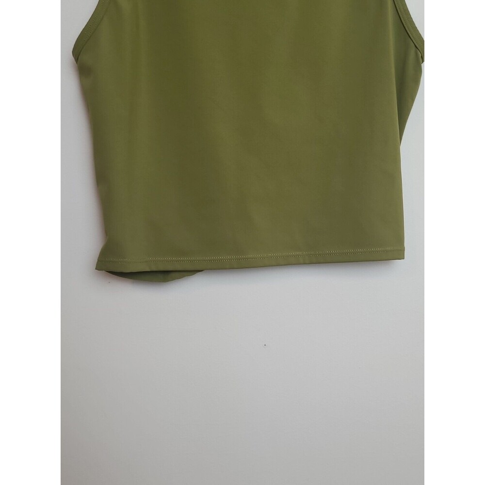 Tlf Womens Gym Crop Tank Top Green Scoop Neck Draped Stretch Medium - Picture 13 of 13